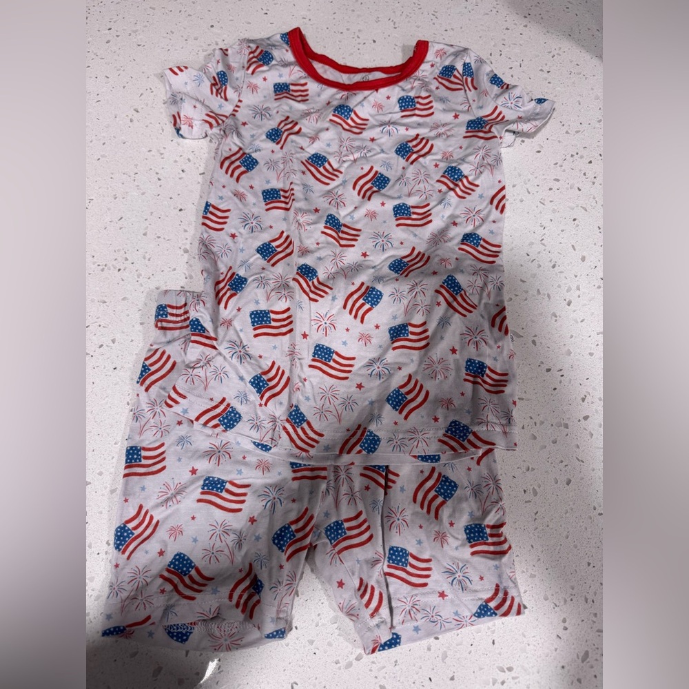 Caden Lane Red and Blue Flag Pajama Set